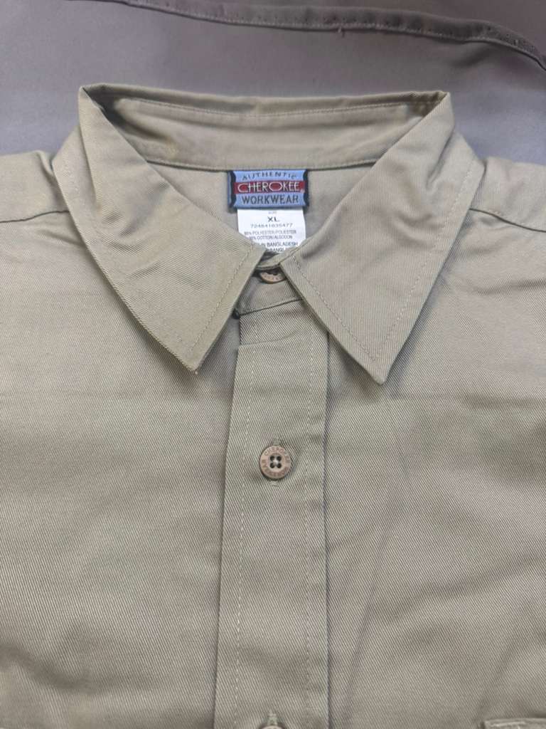 Cherokee Men's Button-Down Work Shirt, Short Sleeve with Two Pockets