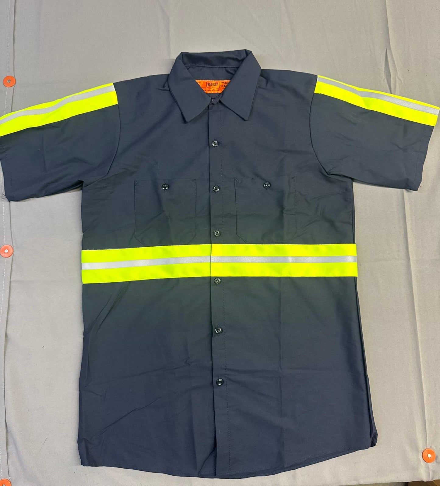 Red Kap Men's Enhanced Visibility Industrial Short Sleeve Work Shirt, Navy