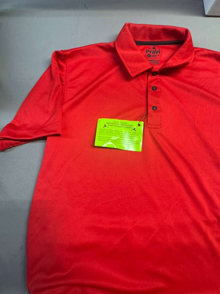 Pravi Men's Short Sleeve, Activewear Performance Polo Shirt, Solid Red