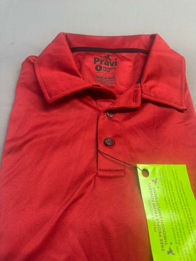 Pravi Men's Short Sleeve, Activewear Performance Polo Shirt, Red Lines