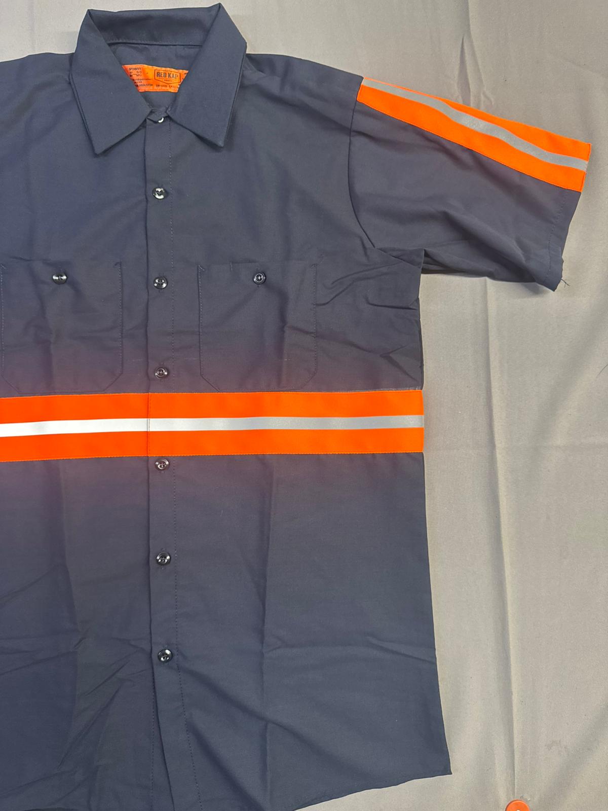 Red Kap Men's Enhanced Visibility Industrial Short Sleeve Work Shirt, Navy
