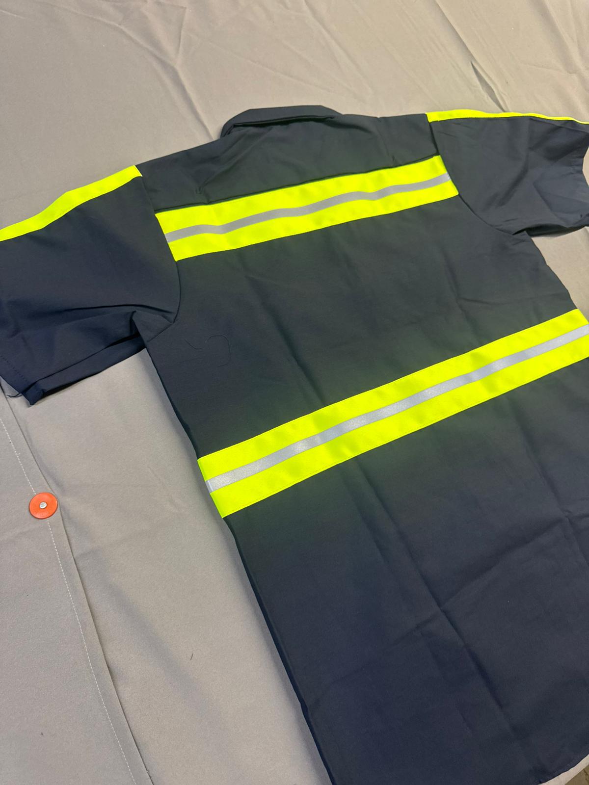 Red Kap Men's Enhanced Visibility Industrial Short Sleeve Work Shirt, Navy