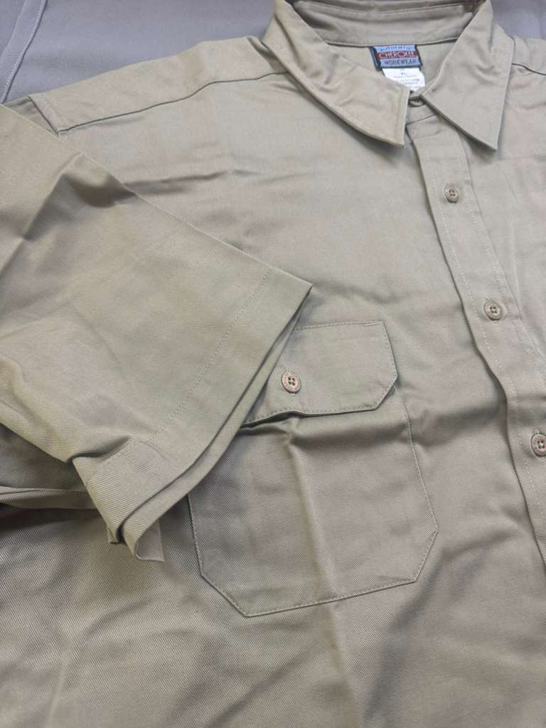 Cherokee Men's Button-Down Work Shirt, Short Sleeve with Two Pockets
