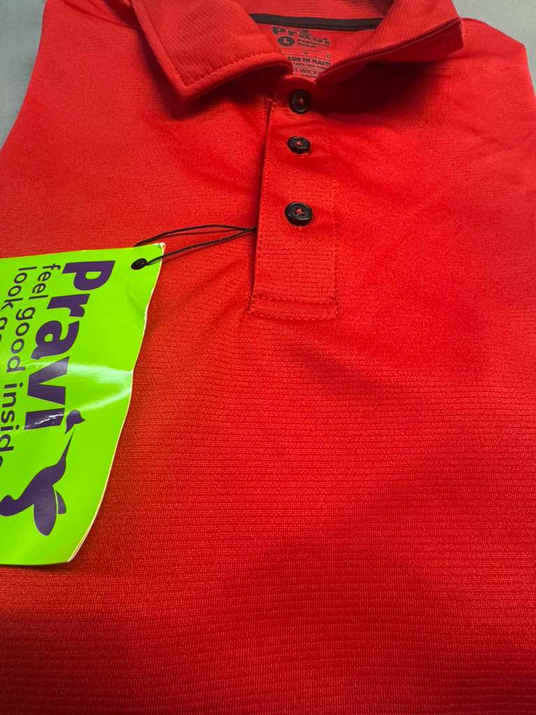 Pravi Men's Short Sleeve, Activewear Performance Polo Shirt, Solid Red