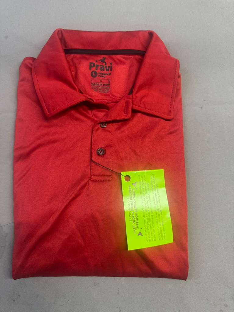 Pravi Men's Short Sleeve, Activewear Performance Polo Shirt, Red Lines