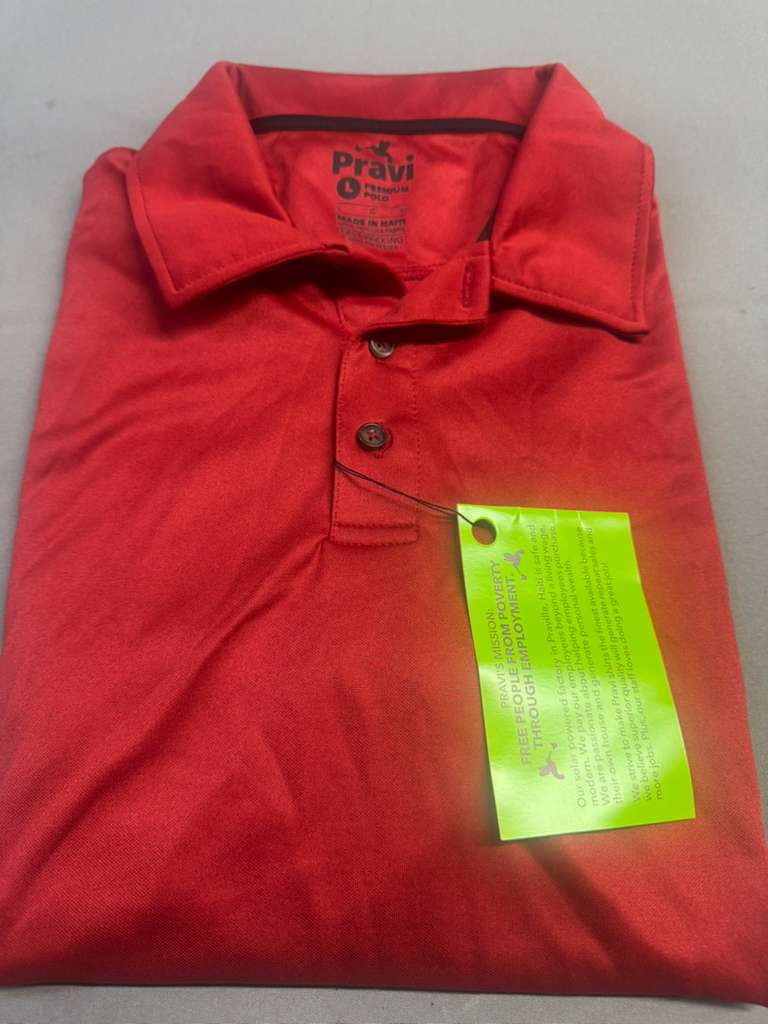 Pravi Men's Short Sleeve, Activewear Performance Polo Shirt, Red Lines