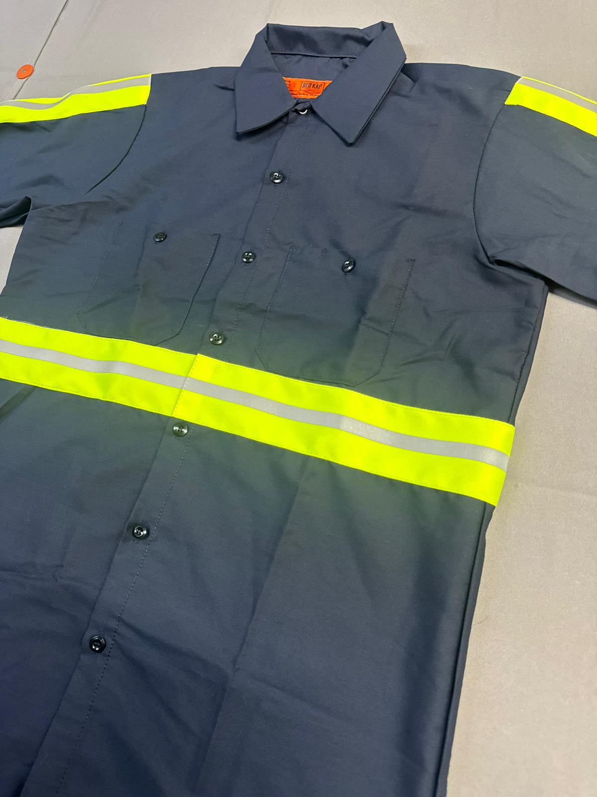 Red Kap Men's Enhanced Visibility Industrial Short Sleeve Work Shirt, Navy