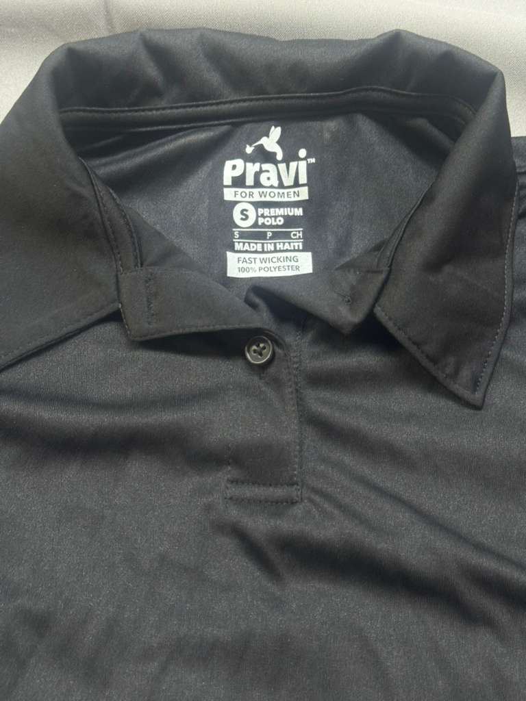 Pravi Women's Short Sleeve, Activewear Performance Polo Shirt, Black Solid