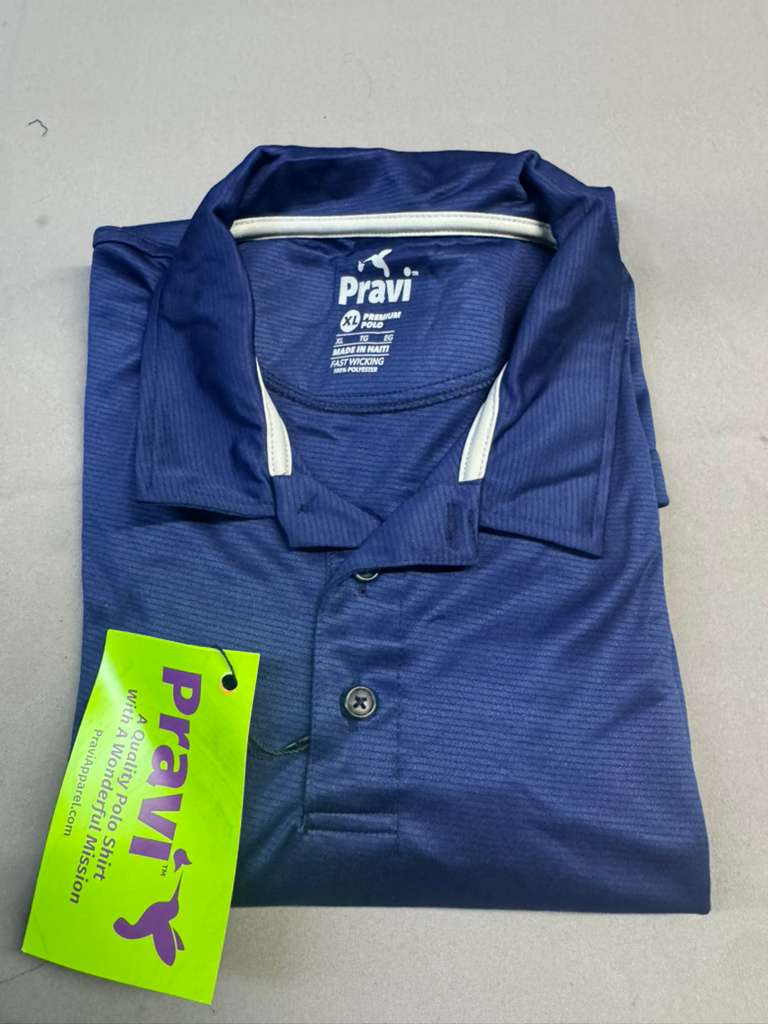 Pravi Men's Short Sleeve, Activewear Performance Polo Shirt, Navy Lines