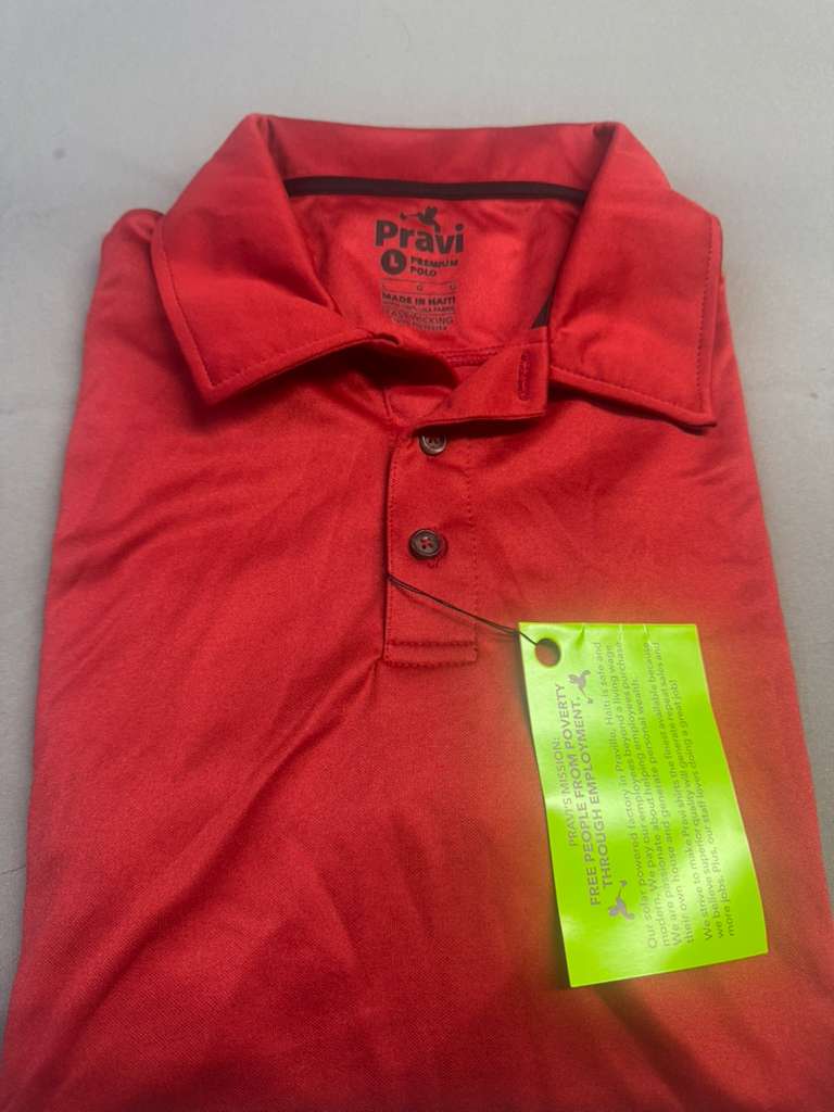 Pravi Men's Short Sleeve, Activewear Performance Polo Shirt, Red Lines