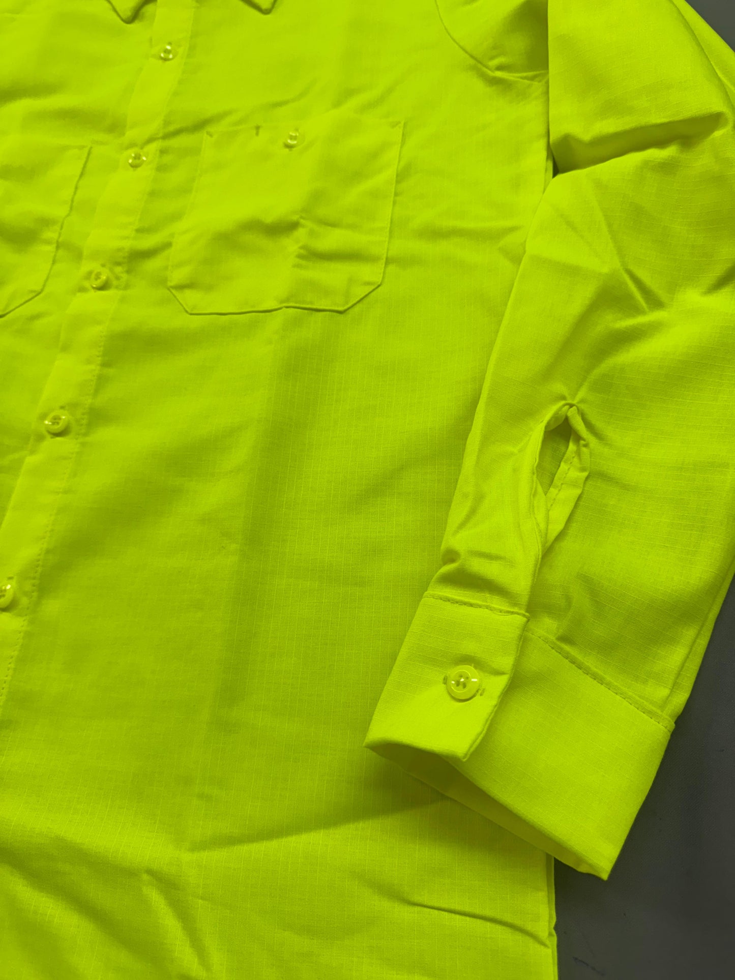 Red Kap Men's Long Sleeve Enhanced Visibility Ripstop Work Shirt. Class 2