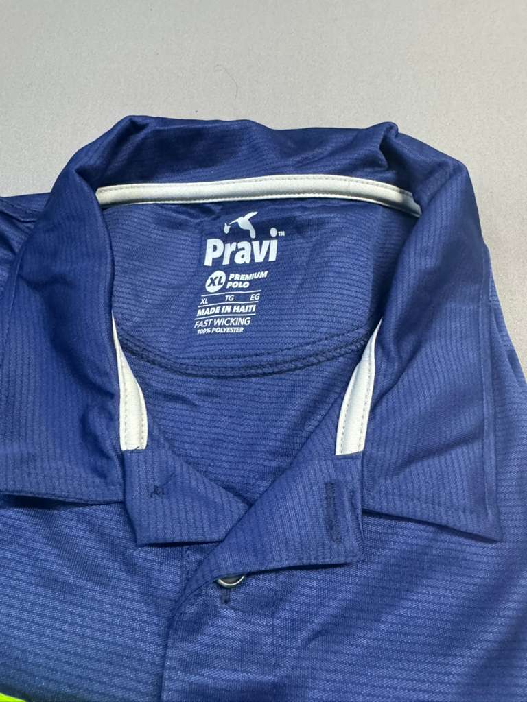 Pravi Men's Short Sleeve, Activewear Performance Polo Shirt, Navy Lines