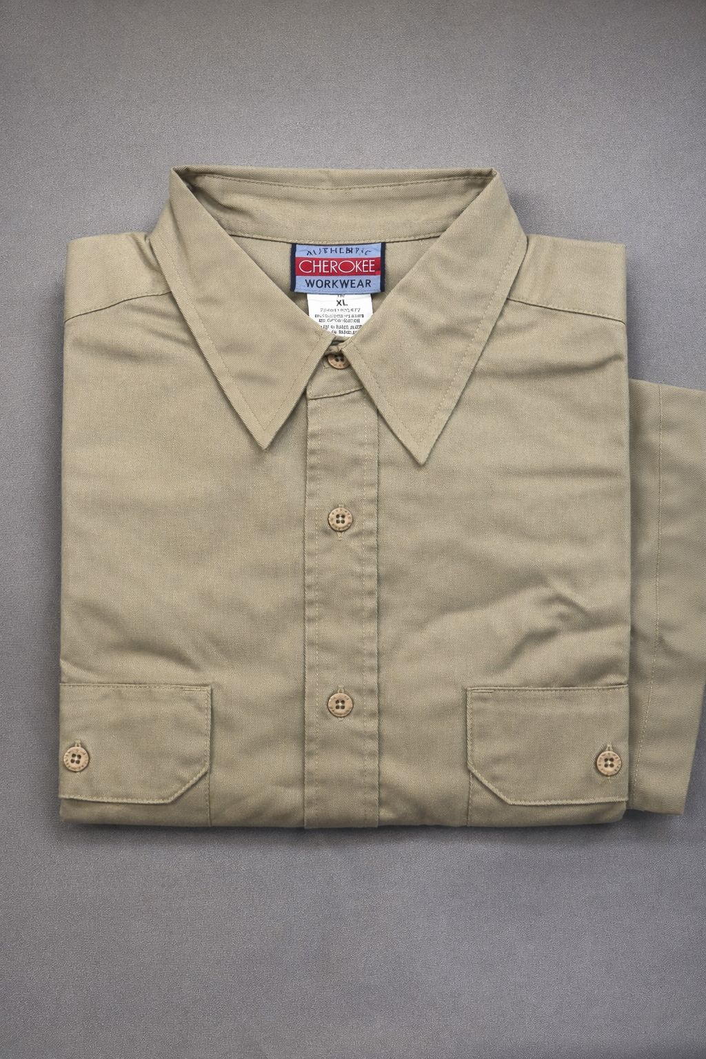 Cherokee Men's Button-Down Work Shirt, Short Sleeve with Two Pockets