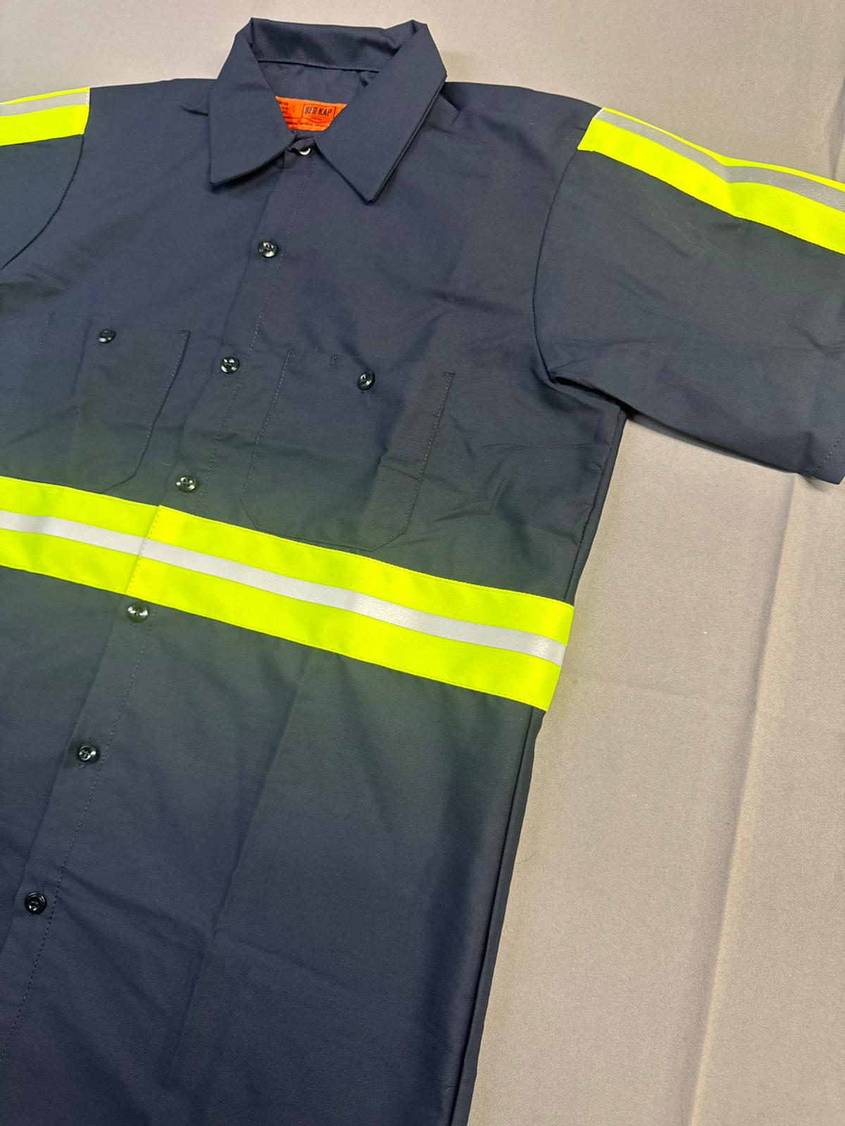 Red Kap Men's Enhanced Visibility Industrial Short Sleeve Work Shirt, Navy