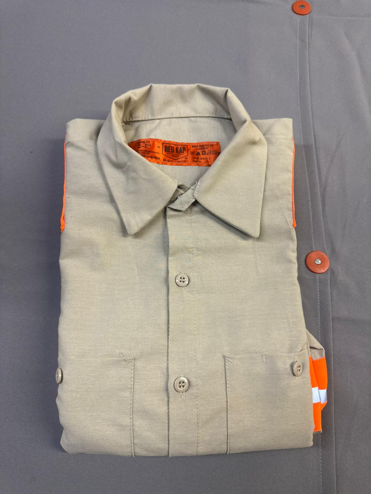 Red Kap Men's Enhanced Visibility Industrial Long Sleeve Work Shirt, Khaki