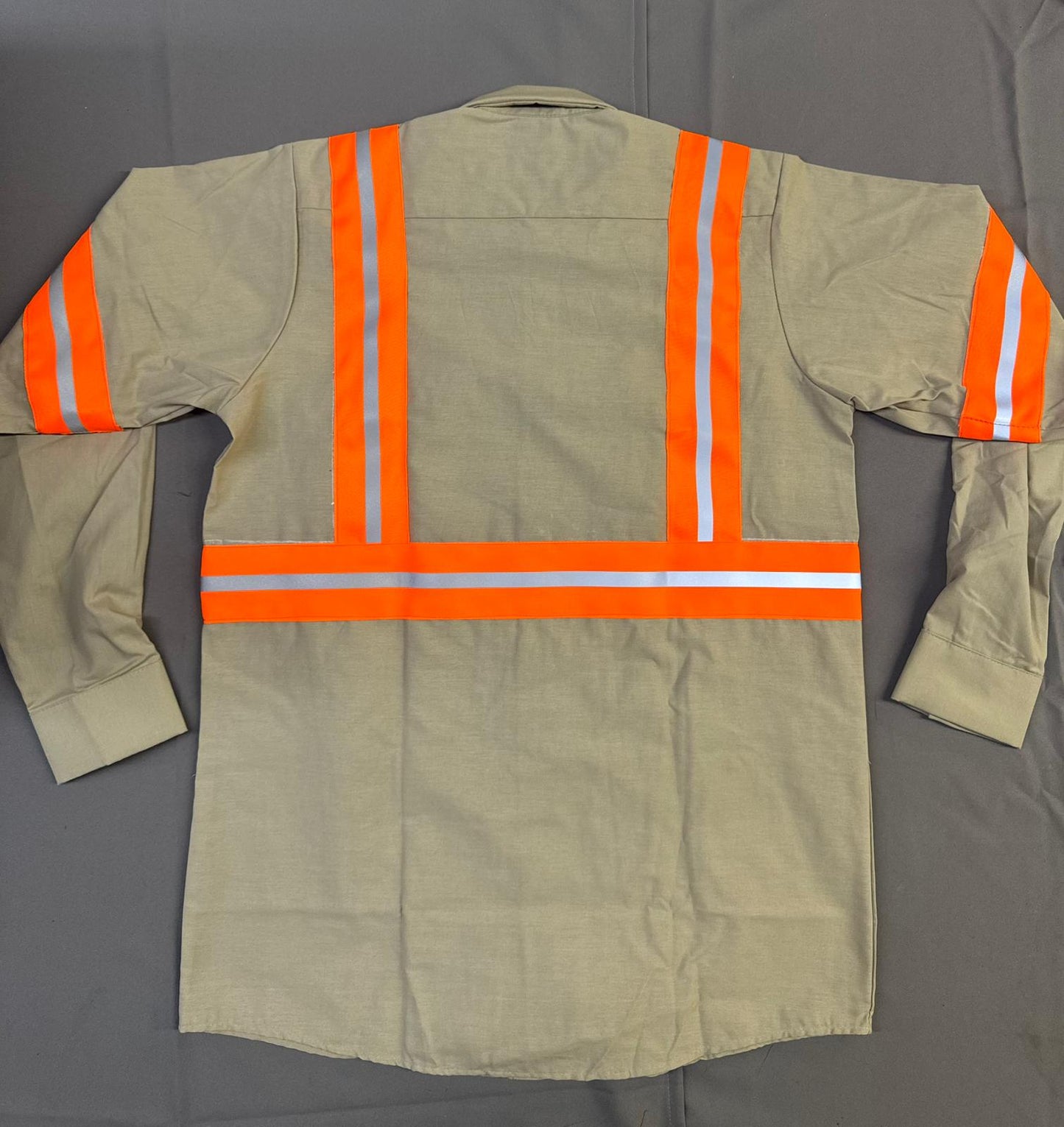 Red Kap Men's Enhanced Visibility Industrial Long Sleeve Work Shirt, Khaki