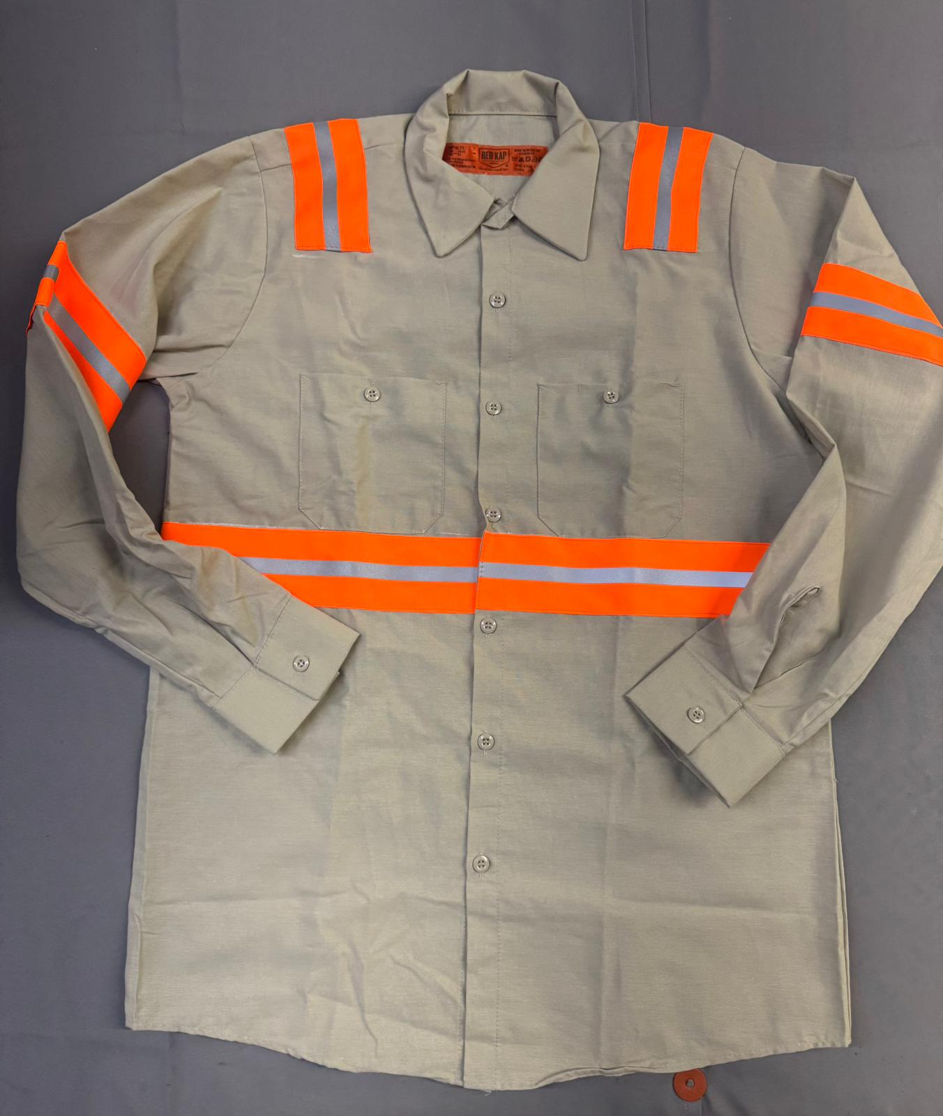 Red Kap Men's Enhanced Visibility Industrial Long Sleeve Work Shirt, Khaki