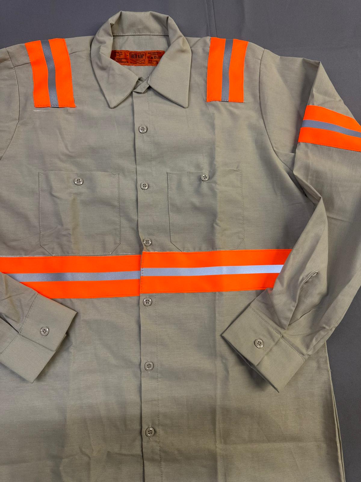 Red Kap Men's Enhanced Visibility Industrial Long Sleeve Work Shirt, Khaki