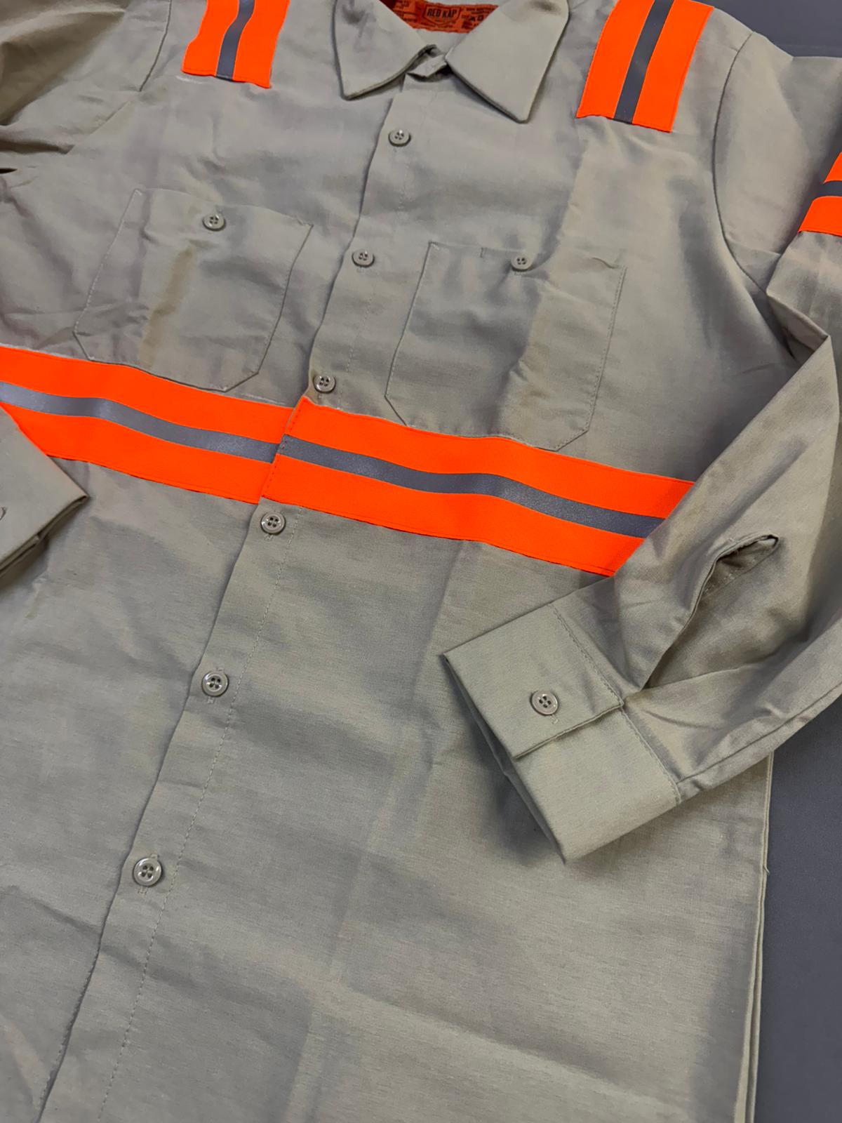 Red Kap Men's Enhanced Visibility Industrial Long Sleeve Work Shirt, Khaki