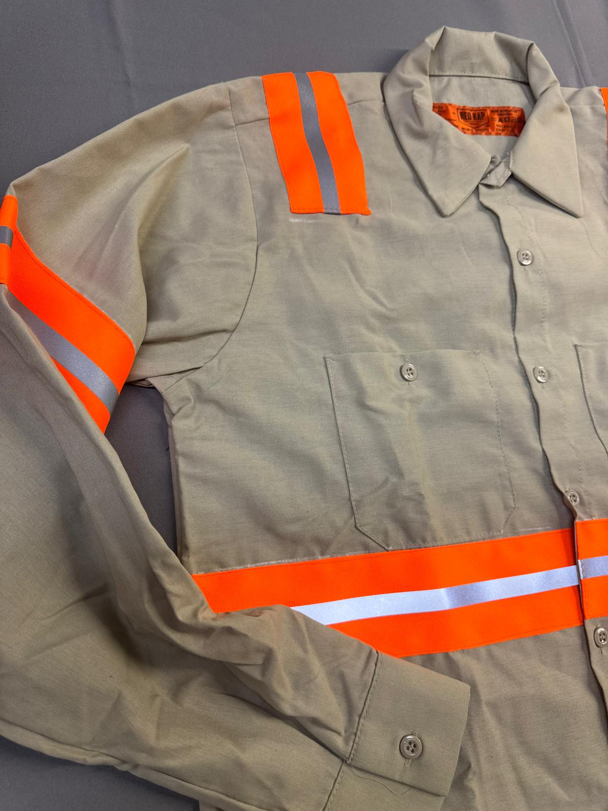 Red Kap Men's Enhanced Visibility Industrial Long Sleeve Work Shirt, Khaki