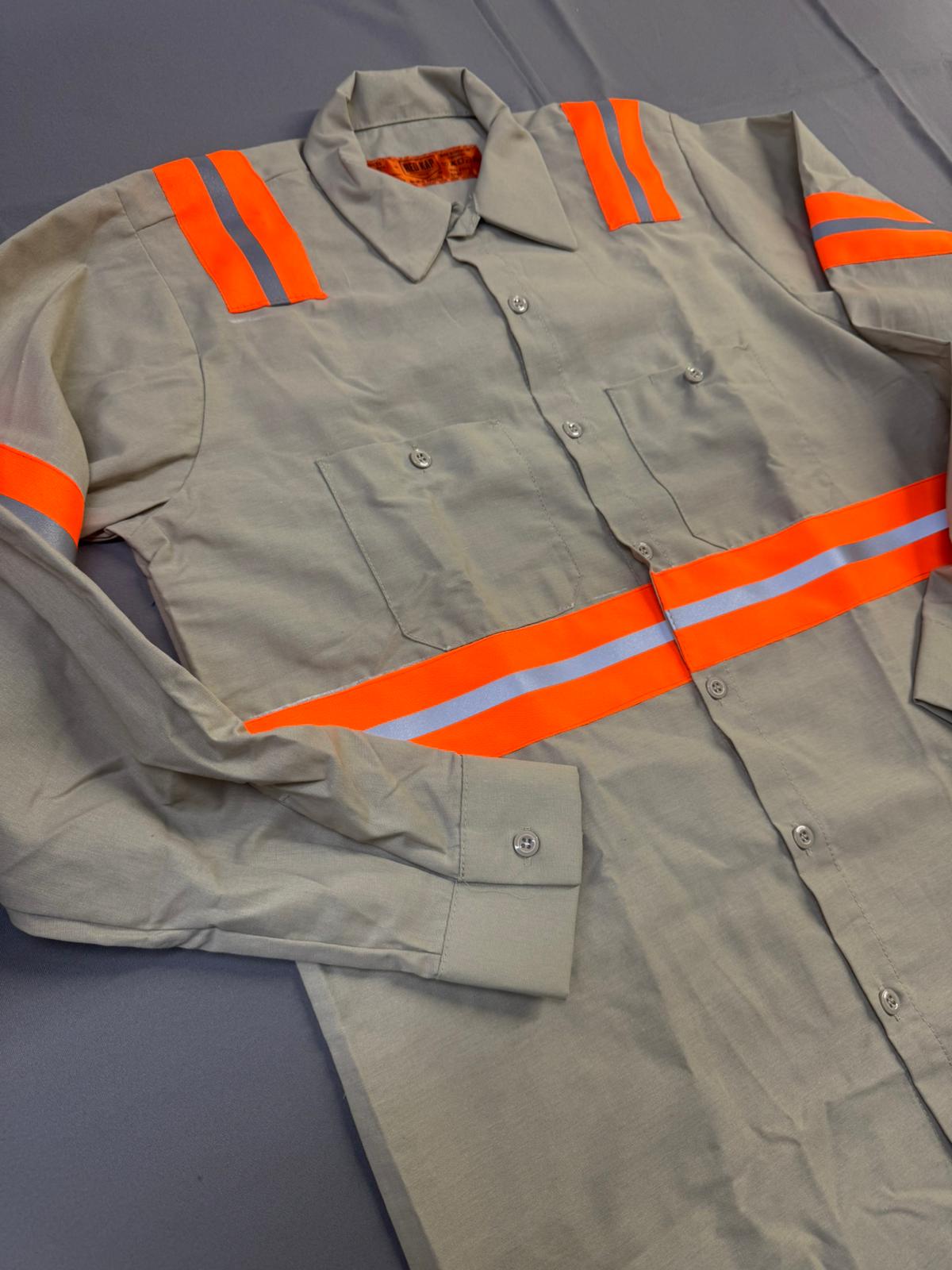 Red Kap Men's Enhanced Visibility Industrial Long Sleeve Work Shirt, Khaki