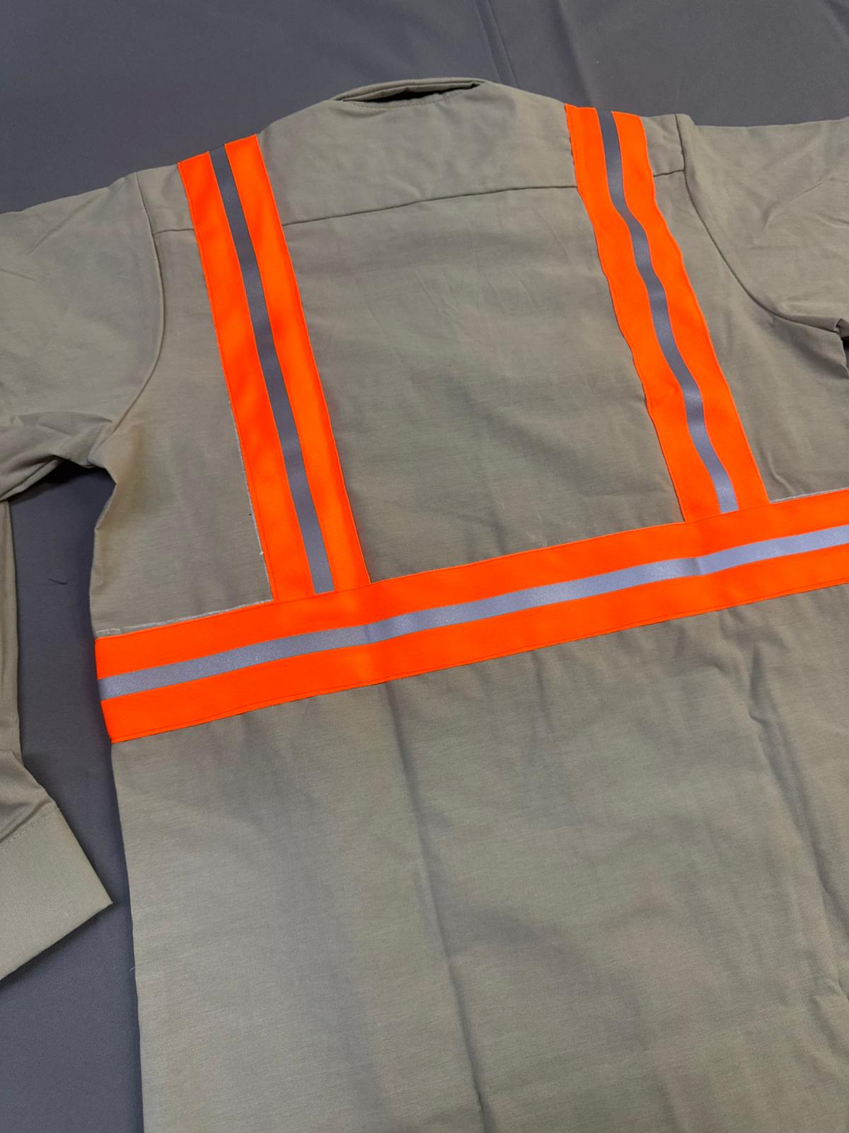 Red Kap Men's Enhanced Visibility Industrial Long Sleeve Work Shirt, Khaki
