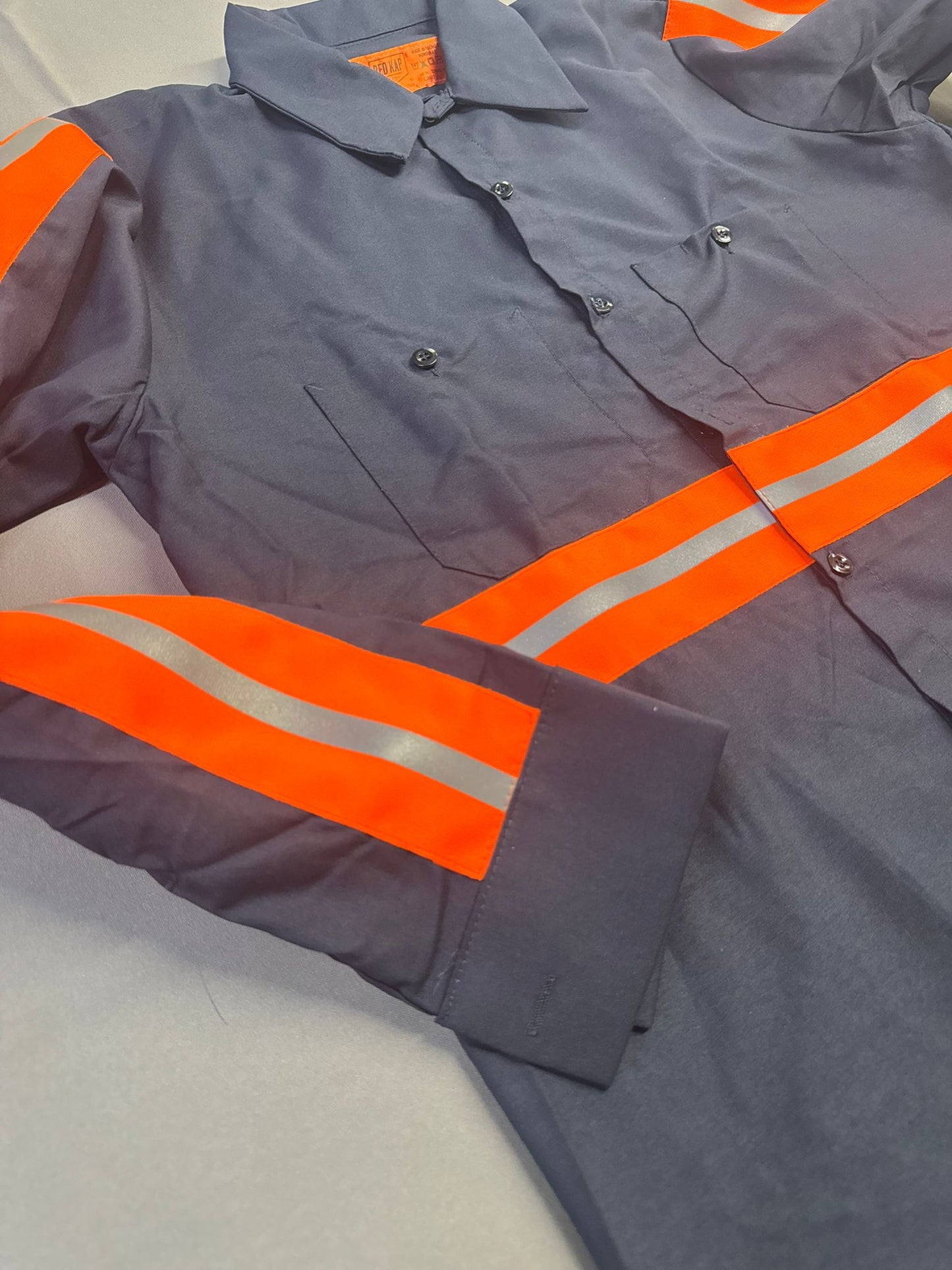 Red Kap Men's Enhanced Visibility Industrial Long Sleeve Work Shirt, Navy