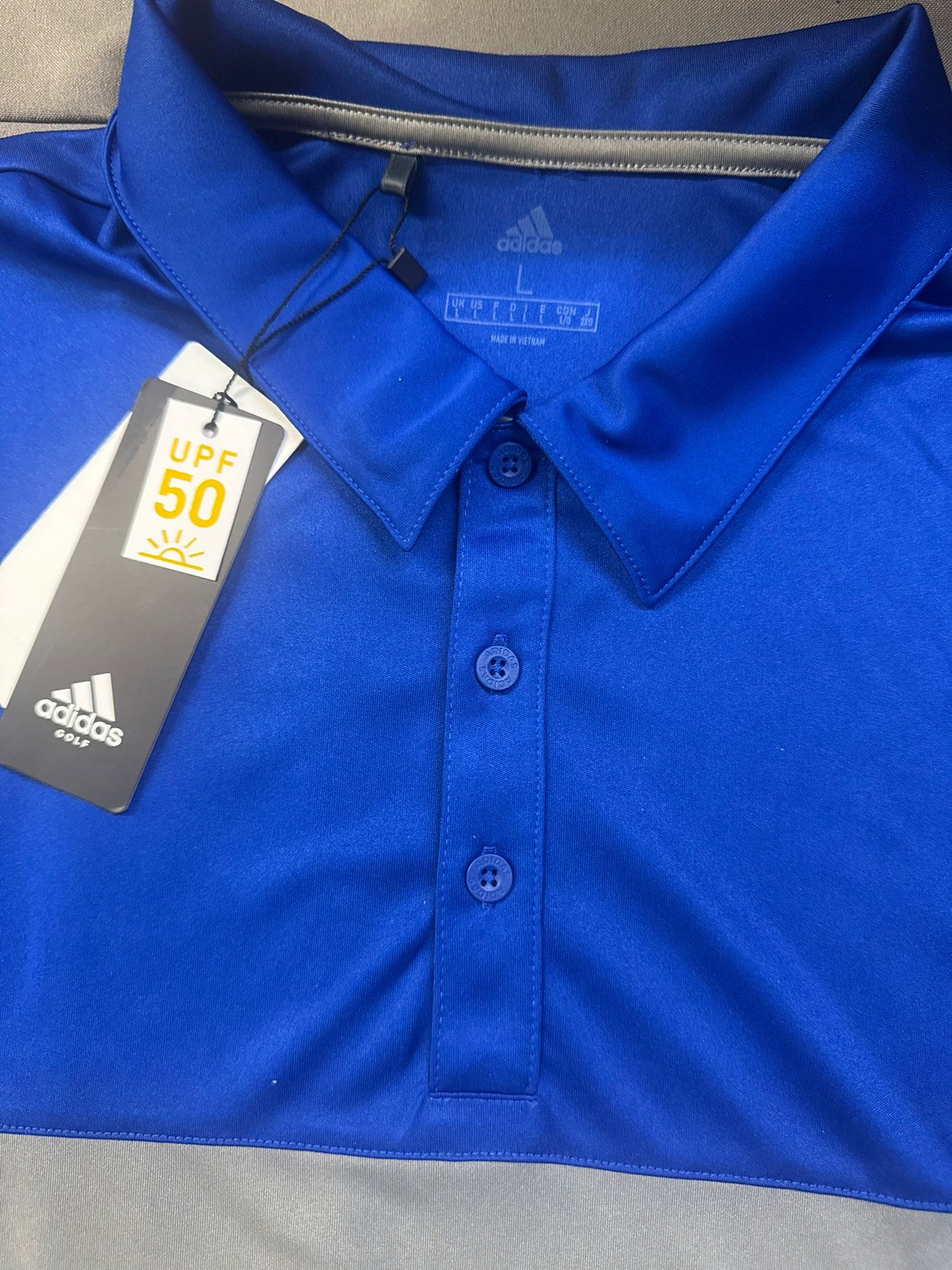 adidas Men's Merch Block Sport Shirt (A236) Royal/Grey