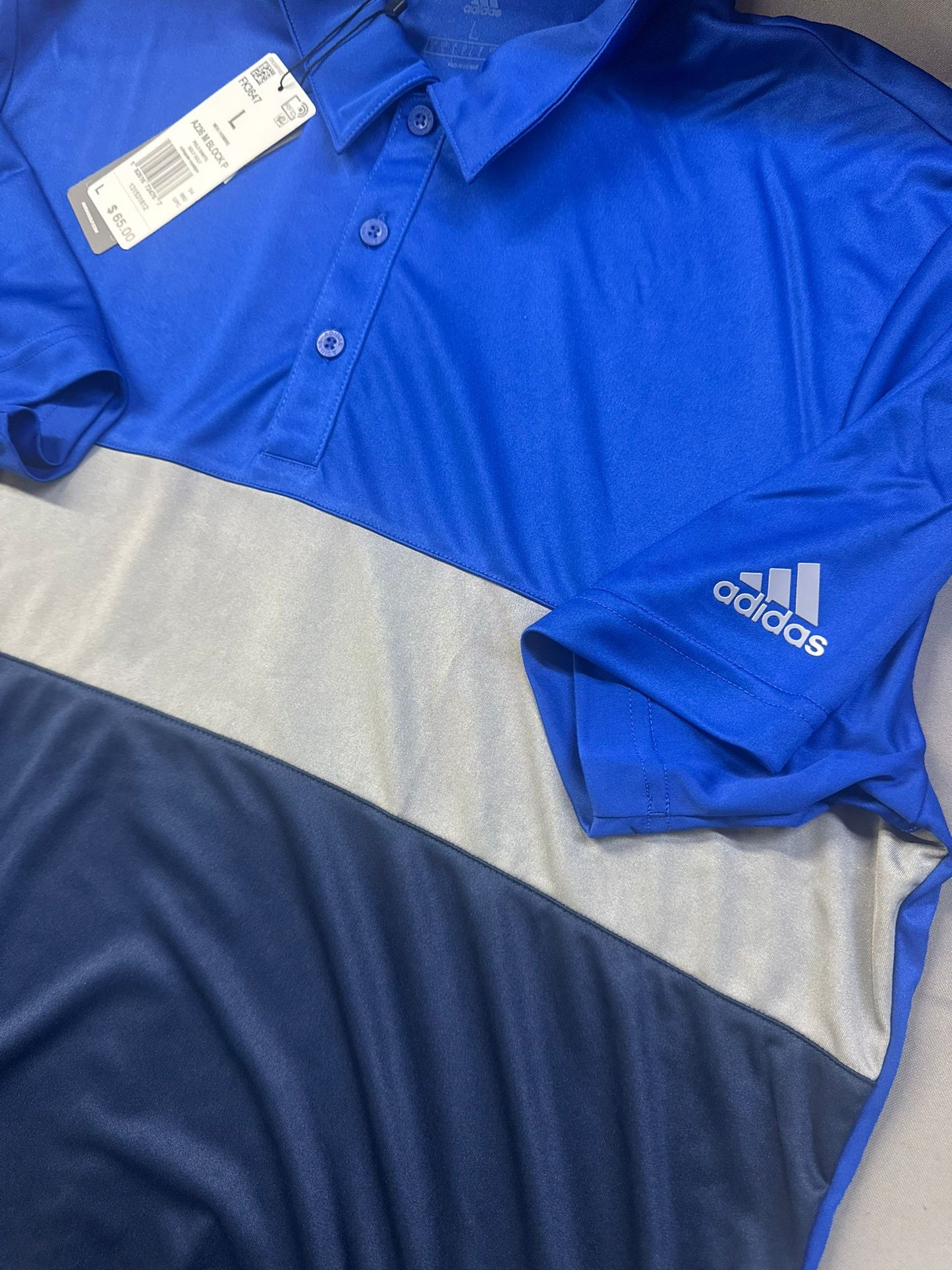 adidas Men's Merch Block Sport Shirt (A236) Royal/Grey