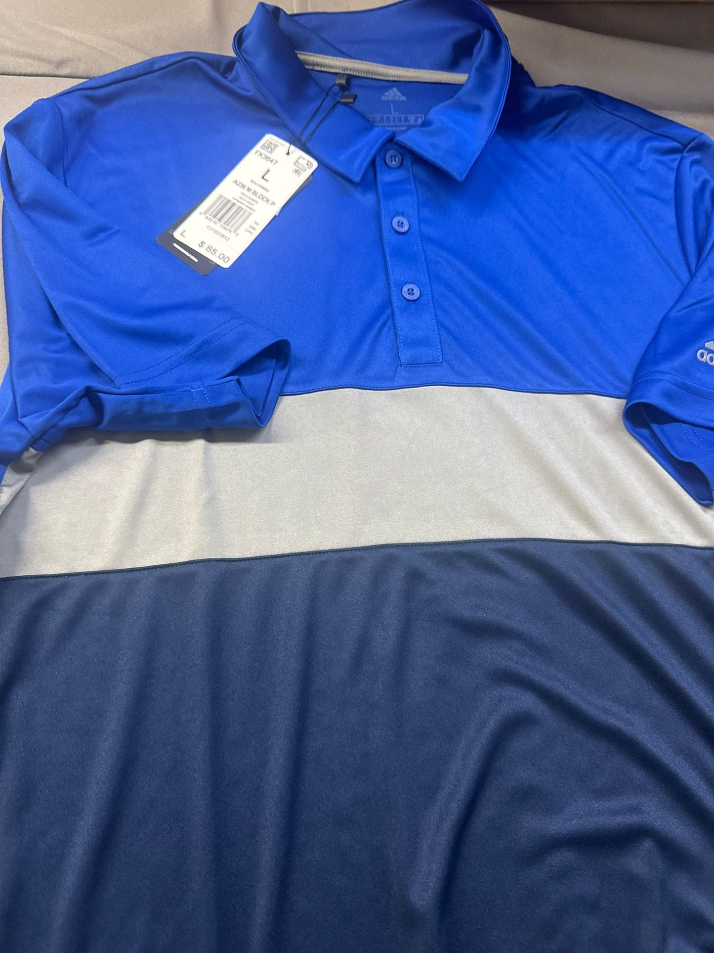 adidas Men's Merch Block Sport Shirt (A236) Royal/Grey