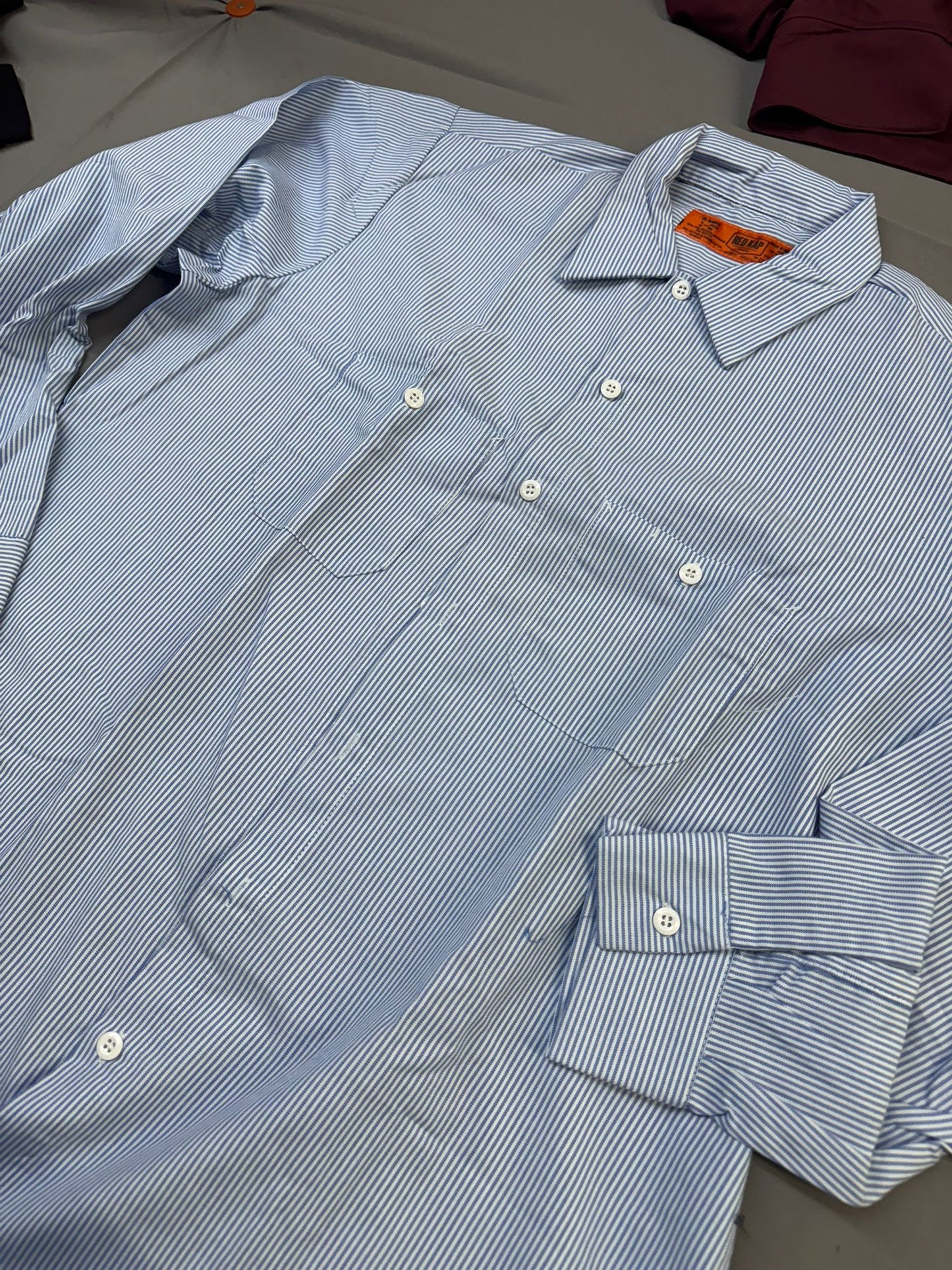 Red Kap Mens RK Industrial Stripe Long Sleeve Work Shirt