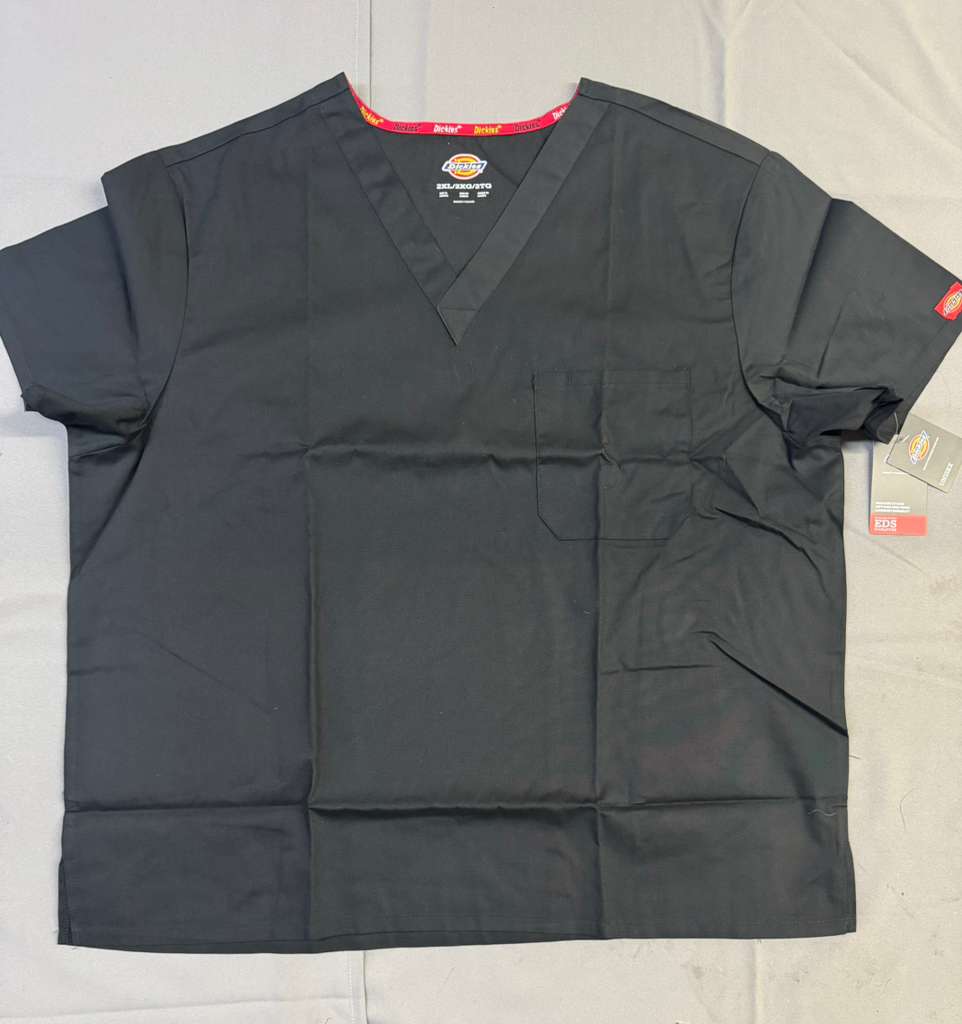 Dickies EDS Signature Scrubs Unisex One Pocket V-Neck Top in Soft Brushed Poplin